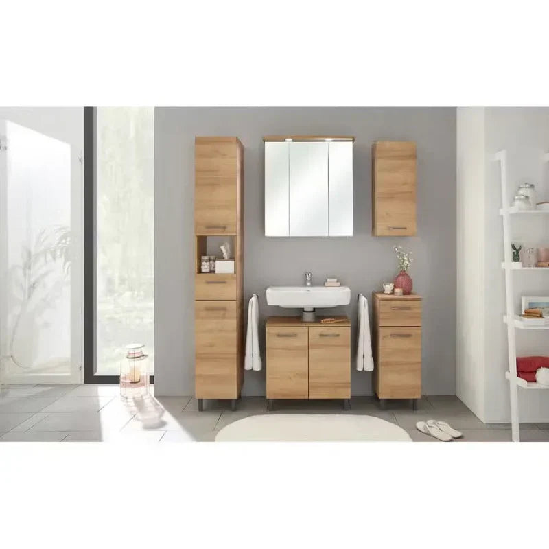 Armoire colonne de salle de bain en bois