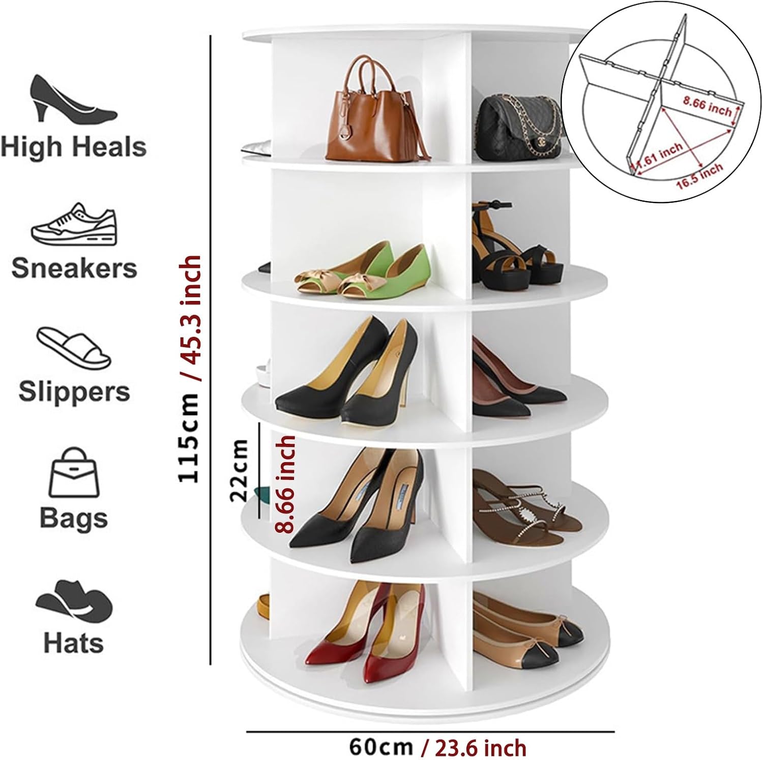 Étagère à chaussures rotative à 360 °